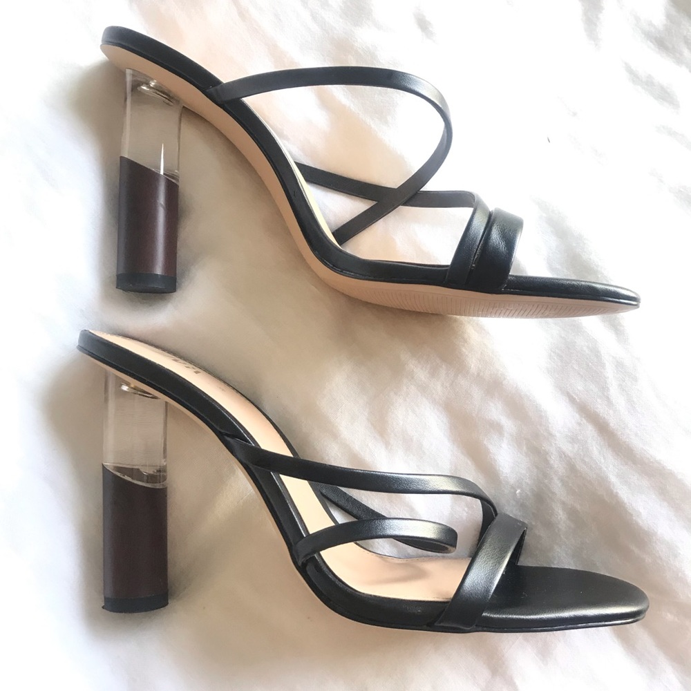 Zara Clear 3” Heels with Black Straps